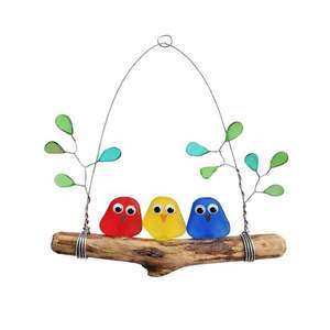 Sea Glass Bird Decor Hanging <b>Ornament</b> For Interior Decoration Irregular Shape Multicolored Acrylic Version - Product Image 4
