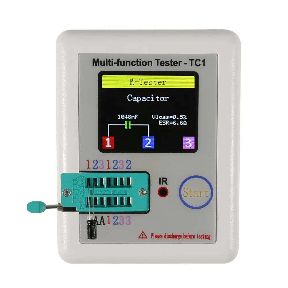 LCR-TC1 TC1 Coloré 3.5 pouces TFT Écran Multifonctionnel TFT Rétroéclairage Transistor Testeur Pour Diode Triode Résistance De Condensateur D'essai