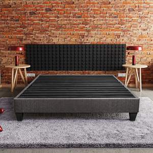 DB Contemporary 14\" <b>Queen</b> <b>Size</b> Dark Gray Platform <b>Mattress</b> Foundation Upholstered Bed Frame Base - Product Image 4