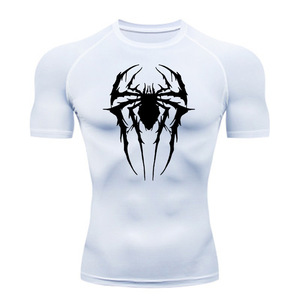 T-shirts de compression à manches courtes pour hommes, imprimé araignée, soutien musculaire, respirants, séchage rapide, ajustés pour le yoga et le cyclisme - Product Image 3