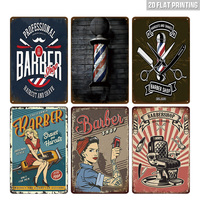 Juego de Letreros Metálicos Vintage para Barbería, Decoración Retro para Pared de Barbería, Salón, Bar o Cuarto de Hombre