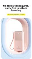 Producto de Moda, Banco de Energía Portátil de 45W y 20000mAh de Alta Capacidad con Carga Rápida, LED y Cable Integrado para Exteriores
