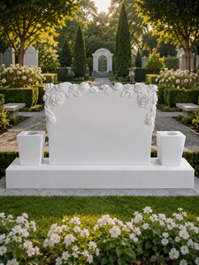 Lápida Conmemorativa de Mármol Blanco para Cremación, Monumento para Cementerio, Estilo Tradicional Europeo, Estatua de Piedra - Product Image 4