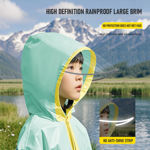 Impermeabile per bambini all'aperto impermeabile lungo impermeabile leggero resistente all'acqua alla <span class=keywords><strong>moda</strong></span> impermeabile con nastro riflettente grande <span class=keywords><strong>spazio</strong></span> per lo zaino - Product Image 4