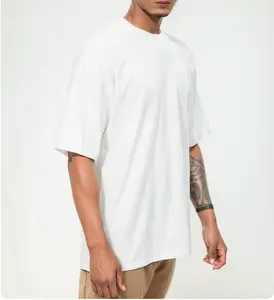 T-shirt Boxy Fit pour garçon de couleur pure T-shirt à épaules tombantes Oversize Hip Pop Heavy Weight 100% Cotton Garment Wash T Shirt Men Vente en gros