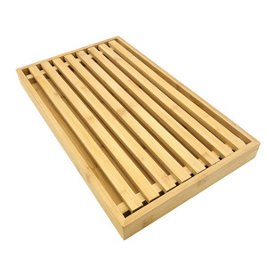 Plateau à pain en bambou 43x25x4cm, plateau rectangulaire pour la présentation en cuisine - Product Image 4