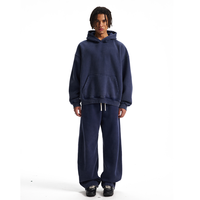 Pantalon de survêtement personnalisé avec logo, en molleton épais, coupe large, long, décontracté, effet vintage délavé