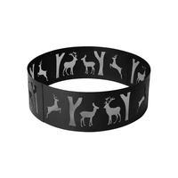 Brasero rond en fer pour feu de bois, avec découpe laser motif cerf et arbre, à dos en maille, pour patio, jardin et extérieur