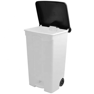 Trash Bin Bins 87L Trash Cans For Parks Plastic Pedal Waste Bin Urban Garbage Bins With Wheels Garbage Can With Wheelie Bin