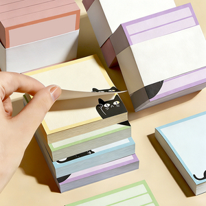 3*3 Blocs de notes autocollantes mignons motif chat, détachables, pour messages sur réfrigérateur, notes de comptes, notes autocollantes de dessin animé, 80 autocollants, blocs de notes mémo - Product Image 3