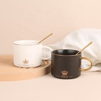 Gloway Oem Vaisselle Petit Déjeuner Nordic Sublimation Tasse à Café Cadeau Céramique Tasse à Café de Luxe Ensemble Avec Soucoupe Plateau Et Cuillère En Métal