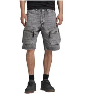 ShanLai Logo Custom Baggy Denim Cargo Pants/Wholesale Men's Shorts for Summer with Vintage