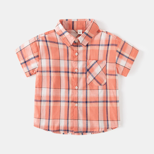 Vêtements d'été pour garçons, <span class=keywords><strong>chemise</strong></span> à manches courtes pour enfants, haut à carreaux ample pour bébé - Product Image 2