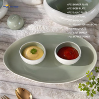Ensemble de vaisselle en porcelaine de forme irrégulière nordique, 30 pièces, assiettes et bols à glaçure bicolore, vaisselle pour la maison, les mariages, les banquets et les restaurants
