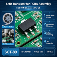 CXDM6053N TR 60V 15A N Channel MOSFET SOT 89 Interrupteur de puissance avec une résistance de 28 mOhm pour composants et appareils électroniques