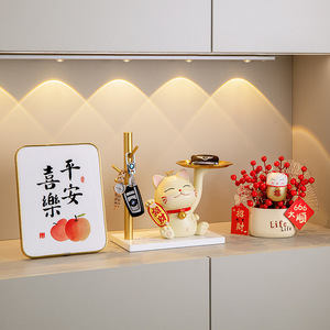 ถาดใส่ของตกแต่งรูปแมวนำโชคพร้อมที่ใส่กุญแจสำหรับตกแต่งบ้าน โต๊ะทำงาน และทางเข้าบ้าน - Product Image 3