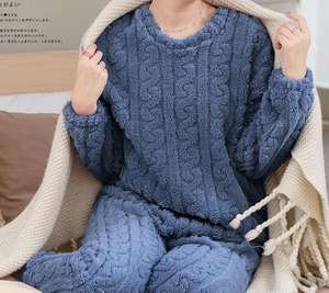 Nuovo inverno <span class=keywords><strong>in</strong></span> velluto corallo comodo <span class=keywords><strong>in</strong></span> <span class=keywords><strong>cotone</strong></span> semplice moda Set caldo abbigliamento da notte per la casa Set di pigiami termici da <span class=keywords><strong>donna</strong></span> - Product Image 5