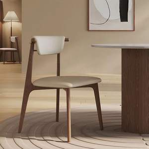 Silla de Comedor Nórdica de Madera Maciza Tapizada, Estilo Minimalista Moderno para el Hogar, Silla de Comedor para Adultos, Uso en Sala de Estar - Product Image 1