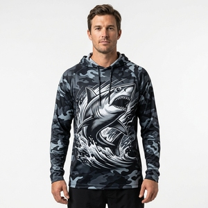 Chemise de pêche à manches longues à capuche personnalisée, séchage rapide, respirante, UPF 50+, 100% polyester, imprimé personnalisé, couleur unie - Product Image 4