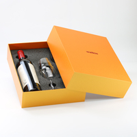 Boîte cadeau en carton rigide recyclable sur mesure OEM avec couvercle et base pour bouteilles de vin et verres, avec insert en mousse alimentaire