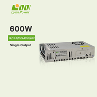 Alimentation électrique simple et mince AC-DC LYNN MSA-600S-36V 600W, garantie 5 ans, technologie PFC, efficacité 89%, refroidissement par ventilateur pour l'industrie