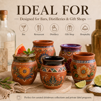 Verre à shot mexicain en terre cuite de 3 oz, Cantaritos De Barro, mini tasse en argile pour tequila, cocktail, tasse en céramique de haute qualité, tasse Cantarito