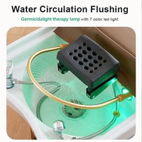 Lit de shampooing de spa capillaire en bois avec circulation d'eau électrique, pour salon de beauté moderne, avec réservoir et chaise