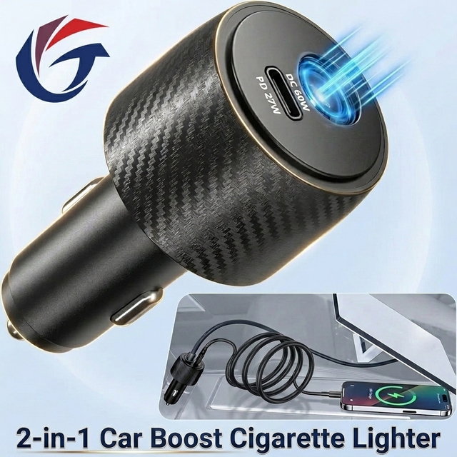 New Car Cigarette Lighter DC Boost Adapter for Starlink Mini 12-24V 30V 2A Type-C 9V 3A Dual Port Charger