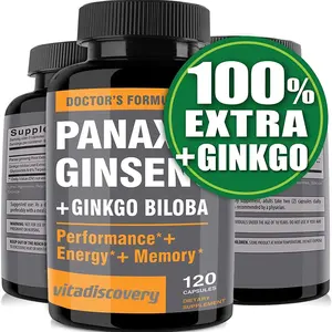 शाकाहारी कोरियाई ginseng पाउडर विटामिन कैप्सूल के साथ panax + जिन्कगो biloba जिन्कगो biloba निकालने