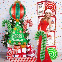 Ensemble de ballons en aluminium de Noël, ballons en forme d'arbre de Noël, de canne à sucre et de sucette pour les fêtes de Noël, décorations murales pour la maison