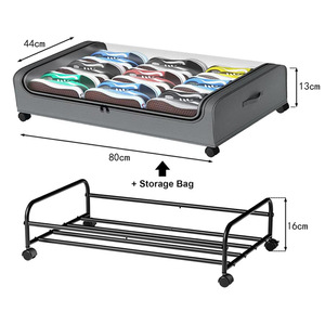 Caixa de Armazenamento Grande de 43L com Rodas para Armazenamento em Casa, Material de Tecido, Bolsa para Roupas e Calçados - Product Image 4