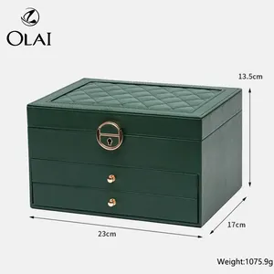 High Quality Women Watch Jewelry Big Case Box PU Leather Storage Jewelry Packaging Suitcase Box