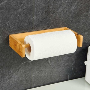 Wooden Wall Mounted <b>Paper</b> Towel Holder With Cling Film Storage For <b>Kitchen</b> Use Bamboo Pine Version - Product Image 4