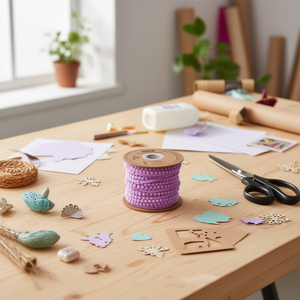 ริบบิ้นอิลัน ปอมปอม 1 ซม. x 20 หลา สีม่วง สำหรับงานฝีมือและของตกแต่ง - Product Image 2