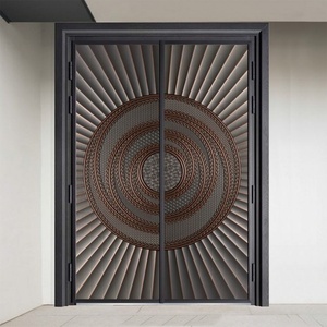 Porte d'entrée extérieure haut de gamme à ouverture latérale, antivol, design moderne, en aluminium finement sculpté et acier inoxydable pour villas et cours. - Product Image 2