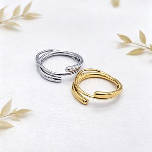 yunnique Geometric Line <b>Titanium</b> Steel <b>Ring</b> Unisex Jewelry Gift Silver Gold XYR0180 - Product Image 3