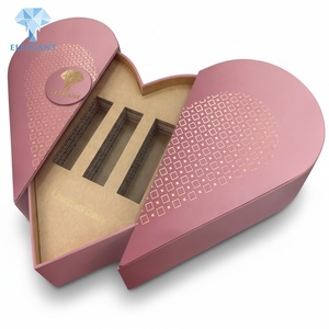 Elephant Custom Blush Pink Gold Foil Pattern Heart Box Luxury Gatefold Rigid Paper Packaging Box with Insert for Lipstick - Product Image 3