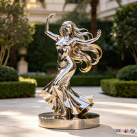 Sculpture de danseuse abstraite, guerrier, victoire ailée, grande statue en acier inoxydable 304 pour hôtel, jardin et place publique