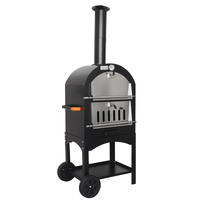 Four à pizza au feu de bois à double usage en acier inoxydable de 12 pouces avec roues pour barbecue
