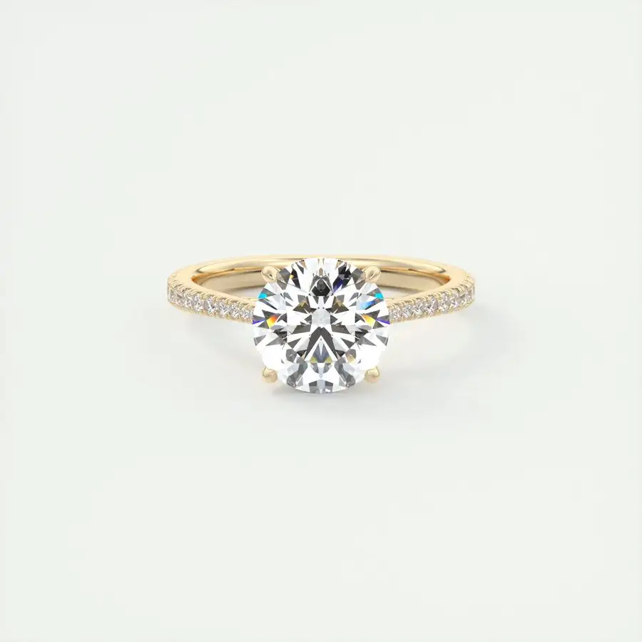 Luster Jewelry 3.35ct Prong Setting Round Lab Diamond Wedding Ring 10k/14k/18k Yellow Gold Ring