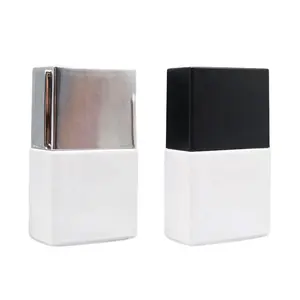 flat square gel polish bottle white 10ml custom empty matte white nail polish bottle with brush uv silver top cap