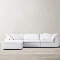Canapé en tissu R américain pour salon, style nuage blanc crème, trois places, pour appartement, canapé droit décontracté, personnalisable