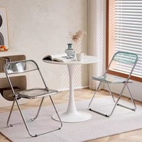 Chaise pliante multifonctionnelle transparente en métal, mobilier de maison pour salon de thé, café, salle à manger, usage professionnel et négociation