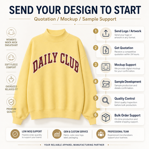 <span class=keywords><strong>Felpa</strong></span> da donna personalizzata con collo alto, oversize, in pile, con spalle scese, grafica varsity con lettere, polsini e orlo a costine - Product Image 6