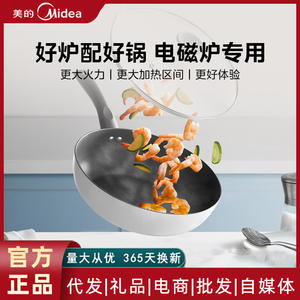 Sartén Antiadherente Midea de 28 cm, Redonda, Blanca, con Tapa, para Estufas de Inducción y de Gas - Product Image 2