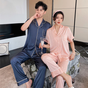<span class=keywords><strong>Pigiama</strong></span> da donna con ricamo in seta Nightwear a maniche corte coppia tinta unita luna di miele da <span class=keywords><strong>uomo</strong></span> pigiami in raso <span class=keywords><strong>taglie</strong></span> <span class=keywords><strong>forti</strong></span> - Product Image 3