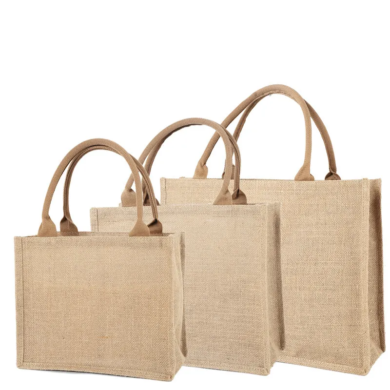 Linnen Handtas Retro Draagtas Waterdichte Grote Capaciteit Boodschappentas Custom Handtas Logo Jute Hand Tas