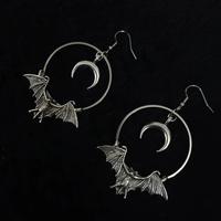 Boucles d'oreilles vintage en alliage, style gothique, accessoires de commerce transfrontalier, bijoux chauve-souris, cadeaux alternatifs, lune vampire, sorcière