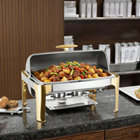 Chauffe-plat commercial pour buffet d'hôtel 9L en acier inoxydable, chauffage à combustible, avec bac de service visible et isolé