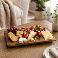 Planche à charcuterie de luxe en bois d'acacia avec pieds, plateau de service rectangulaire en bois pour fromage, viande, fruits, vin, fête